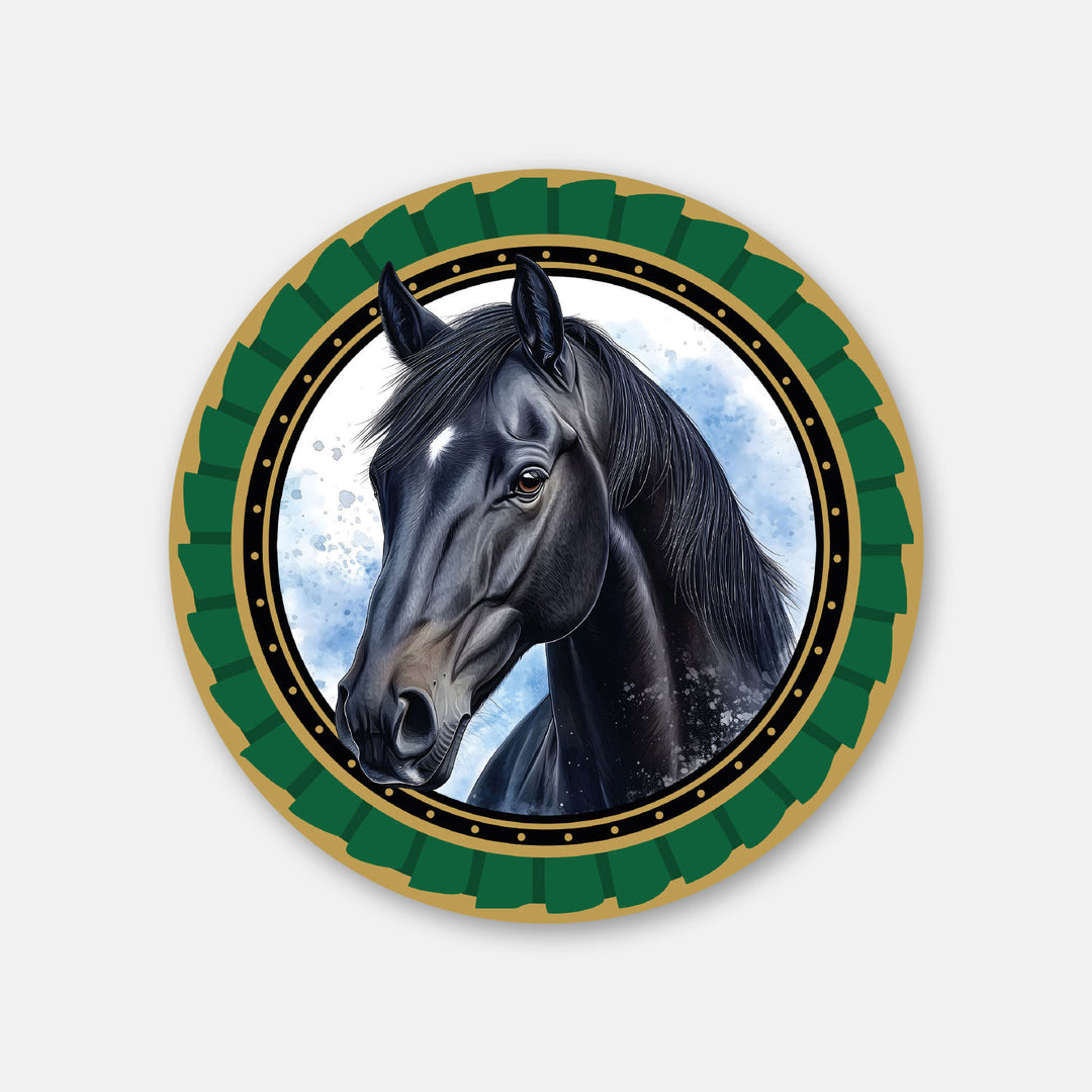 Premium Pferdeaufkleber Black grün
