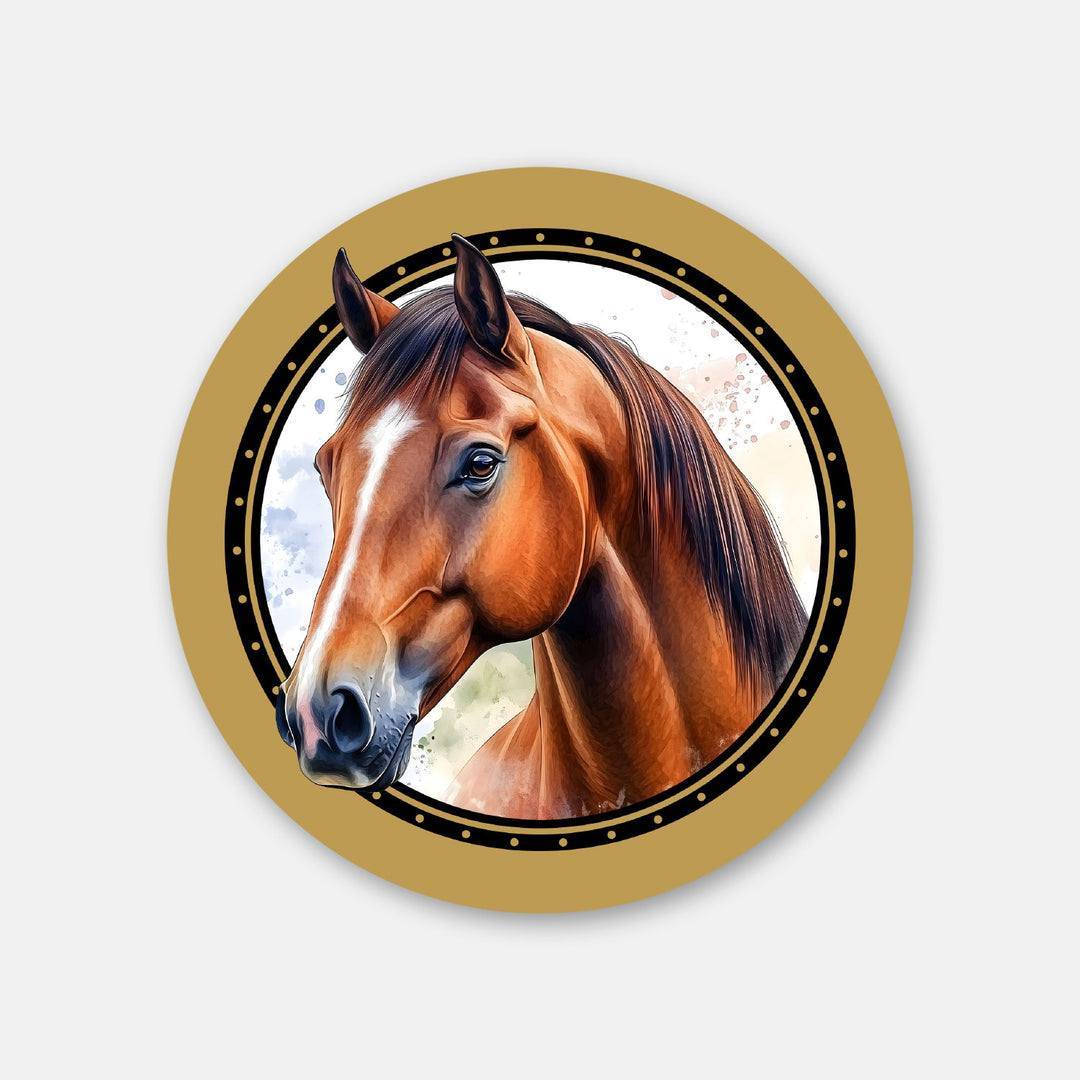 Premium Pferdeaufkleber Brownie gold