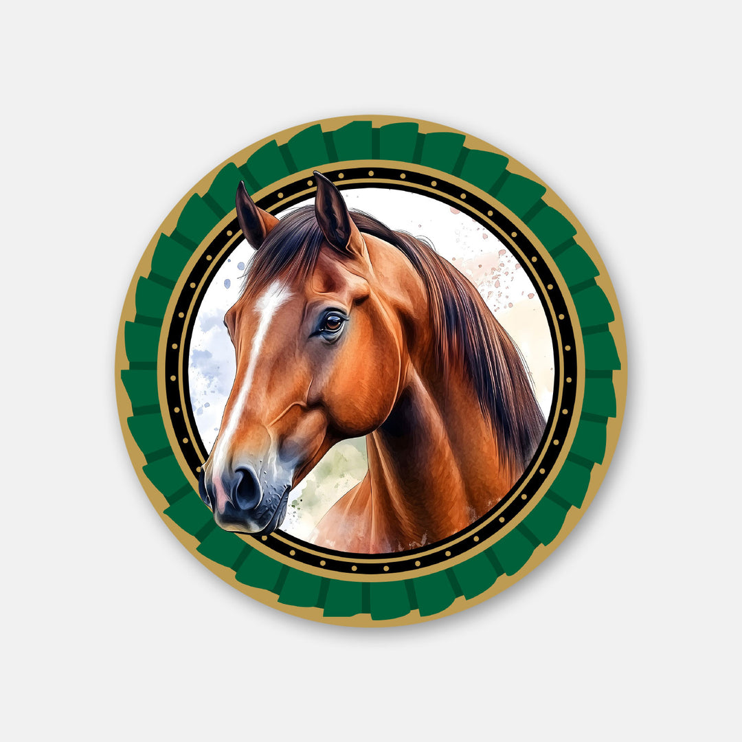 Premium Pferdeaufkleber Brownie grün