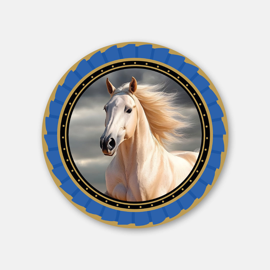 Premium Pferdeaufkleber Schimmel blau