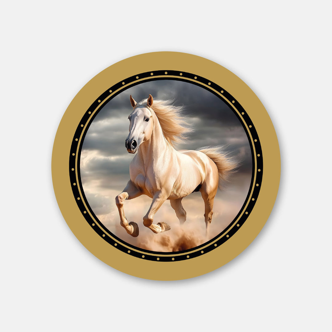 Premium Pferdeaufkleber Schimmel Golden
