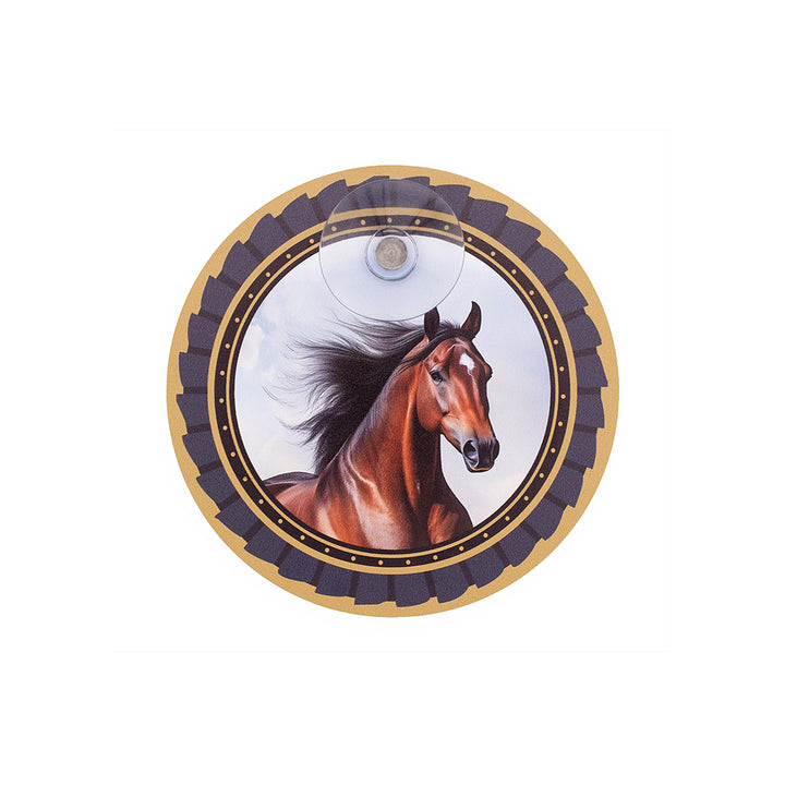 Pferdeschild rund mit Saugnapf "Brauner"