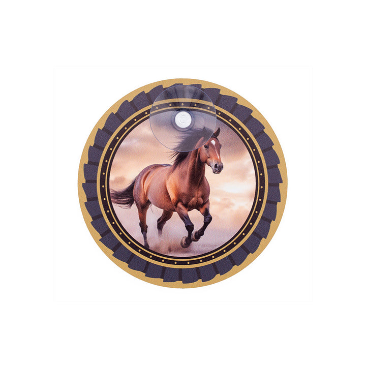 Pferdeschild rund mit Saugnapf "Free Horse"