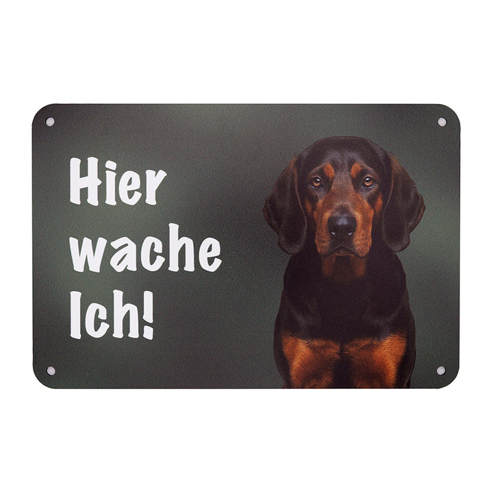 Alpenländische Dachsbracke II Jagdhund – Hundeschild "Hier wache ich!" für Gartenzaun und Eingangsbereich