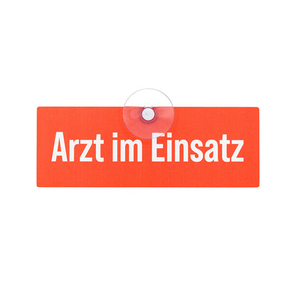 Hochwertiges Arzt im Einsatz Auto Schild mit Saugnapf zur Kennzeichnung von Pkw und Kfz in roter Signalfarbe und weißer Schrift aus Metall