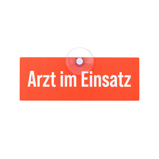 Hochwertiges Arzt im Einsatz Auto Schild mit Saugnapf zur Kennzeichnung von Pkw und Kfz in roter Signalfarbe und weißer Schrift aus Metall