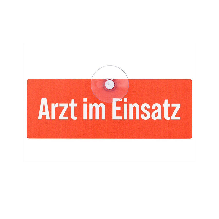 Hochwertiges Arzt im Einsatz Auto Schild mit Saugnapf zur Kennzeichnung von Pkw und Kfz in roter Signalfarbe und weißer Schrift aus Metall