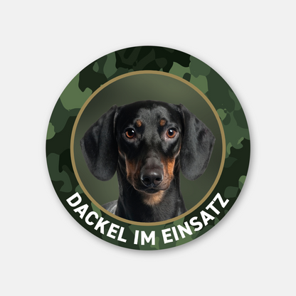 Dackelaufkleber "Dackel im Einsatz" Kurzhaardackel / Teckel / Dachshund