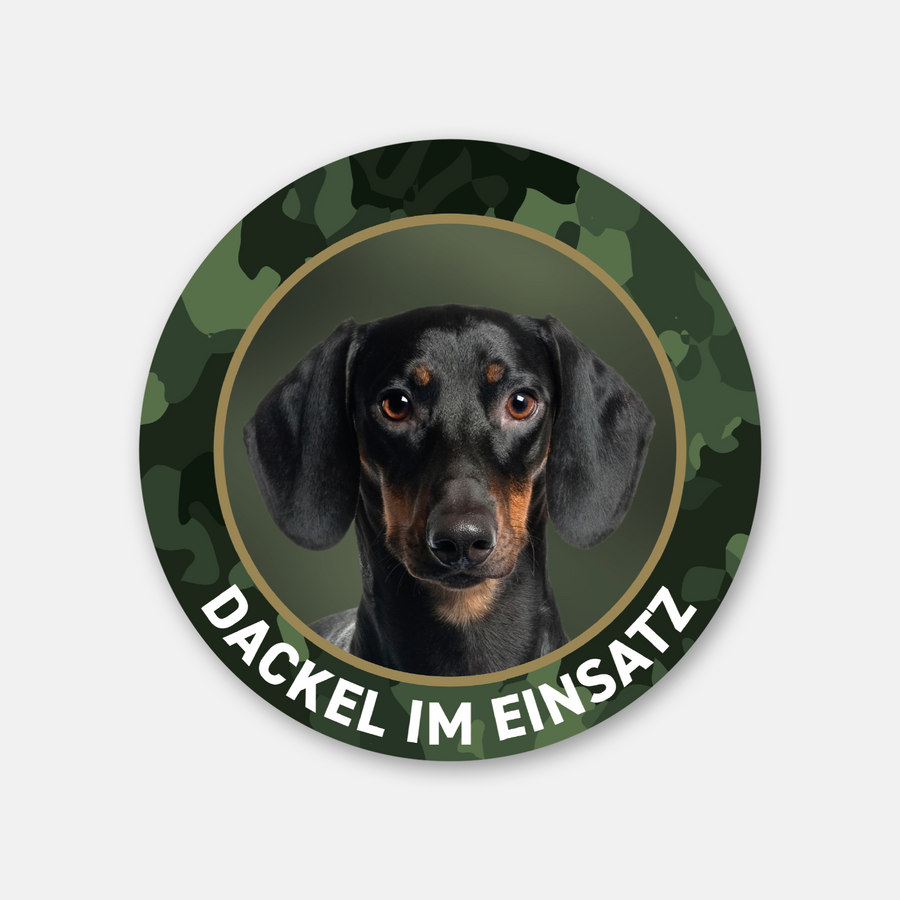 Kurzhaardackel Aufkleber „Dackel im Einsatz“ fürs Auto