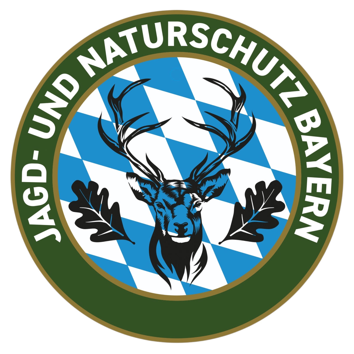 Jagdaufkleber “Jagd- und Naturschutz” Hirsch Bayern Landesfahne – Premium Autoaufkleber für Jagdauto & Revierfahrzeug
