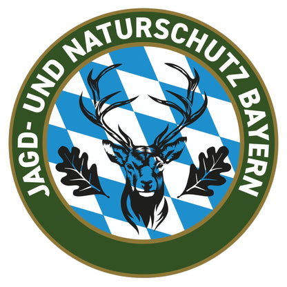 Jagdaufkleber “Jagd- und Naturschutz” Hirsch Bayern Landesfahne – Premium Autoaufkleber für Jagdauto & Revierfahrzeug