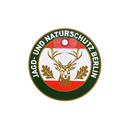 Jagdschild Berlin „Jagd & Naturschutz“ rund Saugnapf – Autoschild Made in Germany