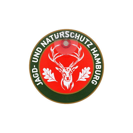 Jagdschild Hamburg „Jagd & Naturschutz“ rund Saugnapf – Autoschild Made in Germany