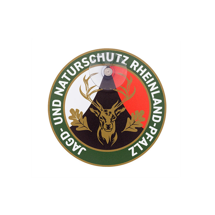 Autoschild rund mit Saugnapf  "Jagd & Naturschutz" Rheinland-Pfalz