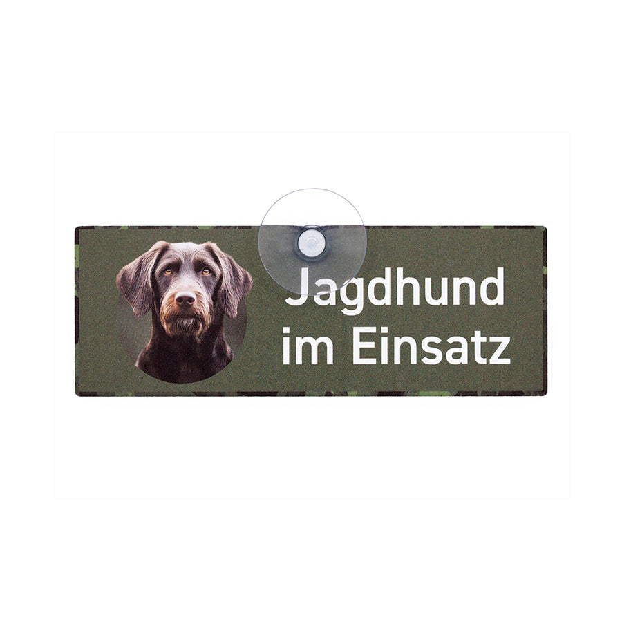 Pudelpointer Schild mit Saugnapf fürs Auto