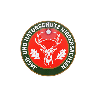 Jagdschild Niedersachsen „Jagd & Naturschutz“ rund Saugnapf – Autoschild Made in Germany