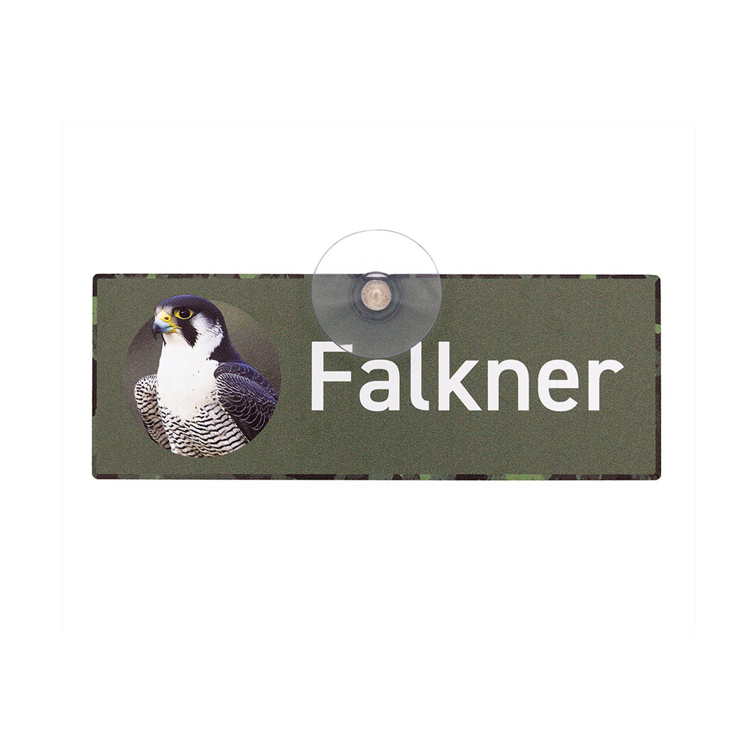 Falkner Schild für die Autoscheibe – Premium-Saugnapfschild, UV- & witterungsbeständig - MADE IN GERMANY