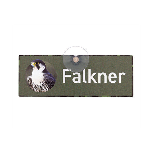 Falkner Schild für die Autoscheibe – Premium-Saugnapfschild, UV- & witterungsbeständig - MADE IN GERMANY
