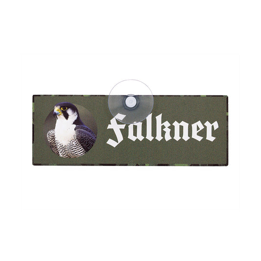 Falkner Schild für die Autoscheibe mit Saugnapf und Falken Motiv zur Kennzeichnung von Pkw und Kfz