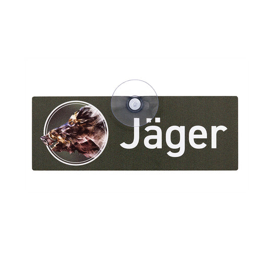 Jäger Jagd-Autoschild mit Keiler Motiv und Saugnapf zur Befestigung an der Autoscheibe