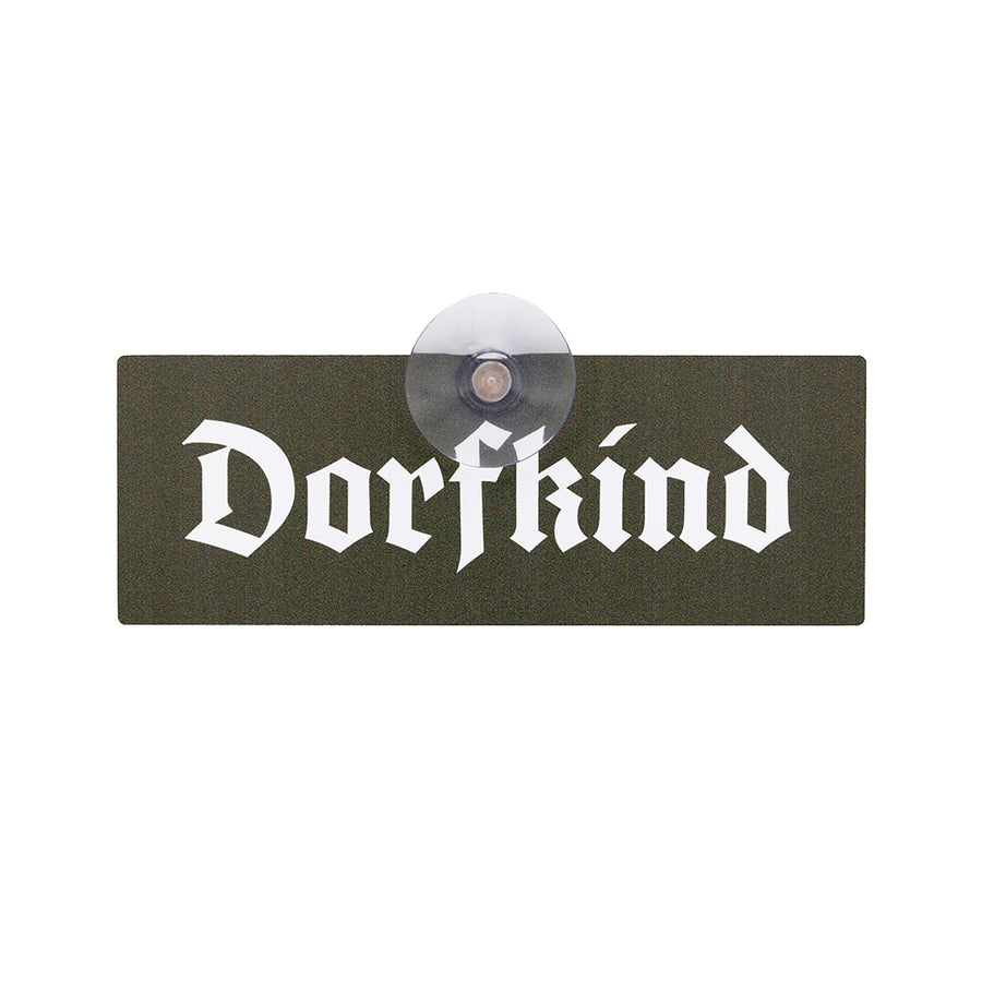 Dorfkind Schild - Autoschild mit Saugnapf für die Autoscheibe aus Aluverbund, Made in Germany