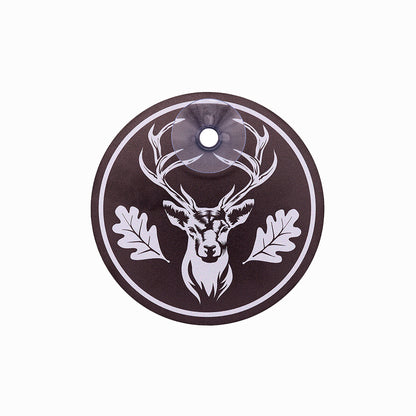 Modernes und hochwertiges Jagdschild mit Saugnapf für Jäger und Jägerinnen in schwarz-grau mit Hirsch Motiv