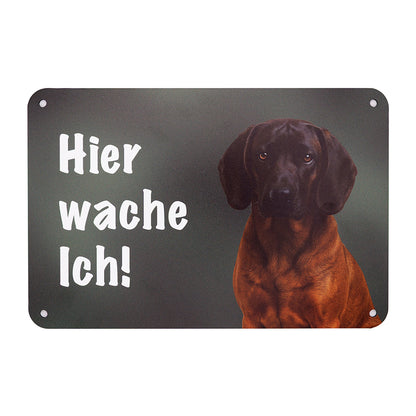 Bayerischer Gebirgsschweisshund Warnschild „Hier wache ich!“ | Jagdhund Hundeschild für Zaun, Tor & Grundstück, wetterfest