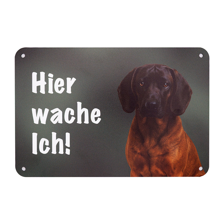 Bayerischer Gebirgsschweißhund (BGS) 2 Jagdhund – Hundeschild "Hier wache ich!" für Gartenzaun und Eingangsbereich