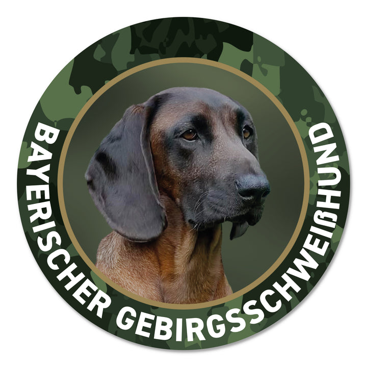 Bayerischer Gebirgsschweißhund Premium-Aufkleber, UV- & witterungsbeständig, 7 Jahre im Außenbereich, Made in Germany, Ø 10 cm