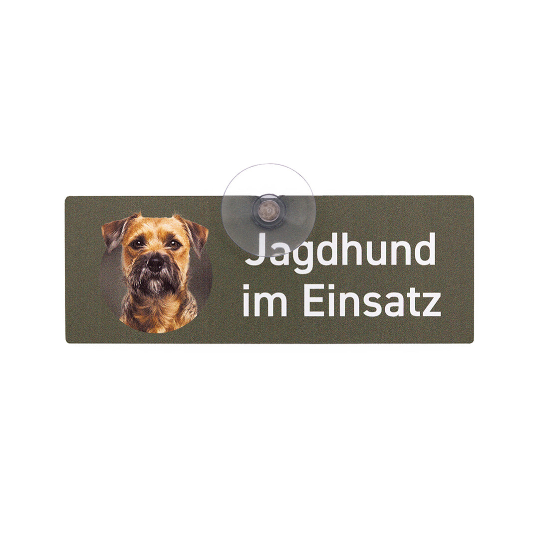 Border Terrier Autoschild 18 × 6,5 cm mit Saugnapf, Hundeschild fürs Auto |