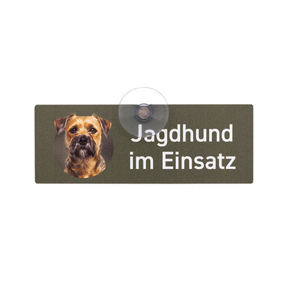 Border Terrier Autoschild 18 × 6,5 cm mit Saugnapf, Hundeschild fürs Auto |