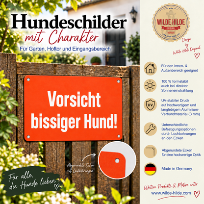 Warnschild „Vorsicht bissiger Hund!“ Signalfarbe
