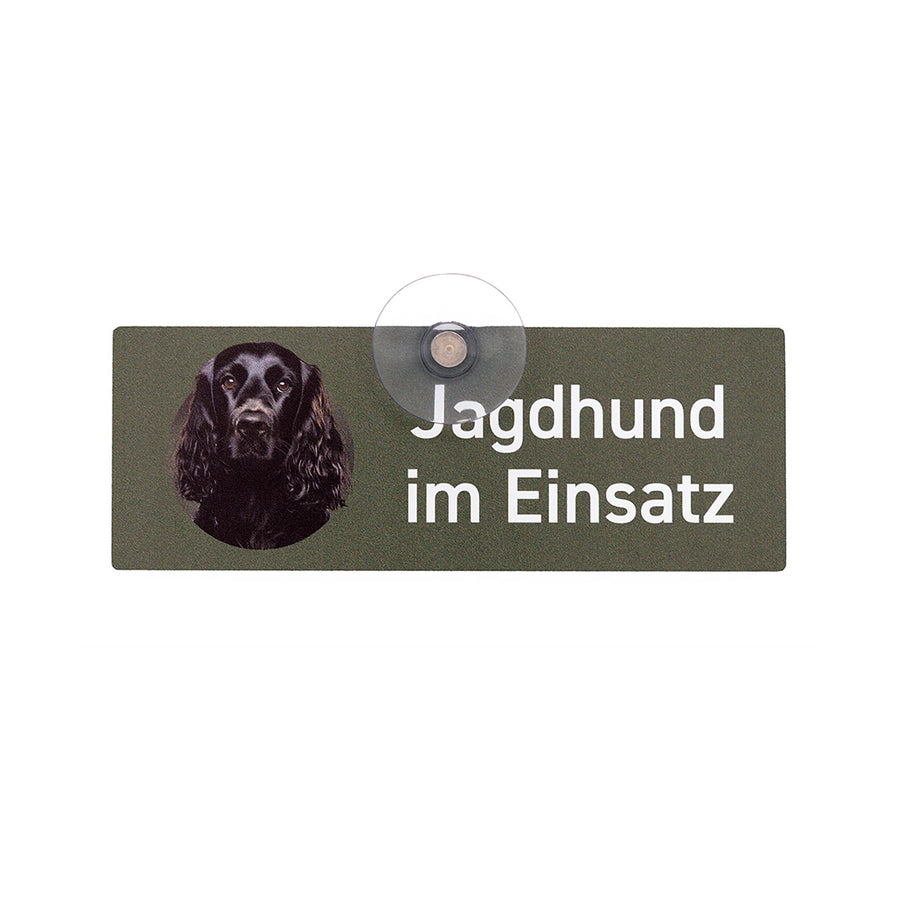 Cocker Spaniel Schild schwarz mit Saugnapf fürs Auto