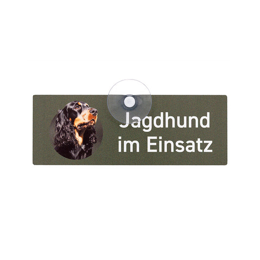 Cocker Spaniel Schild "Jagdhund im Einsatz" Jagdschild mit Saugnapf für die Auto-Scheibe - Made in Germany