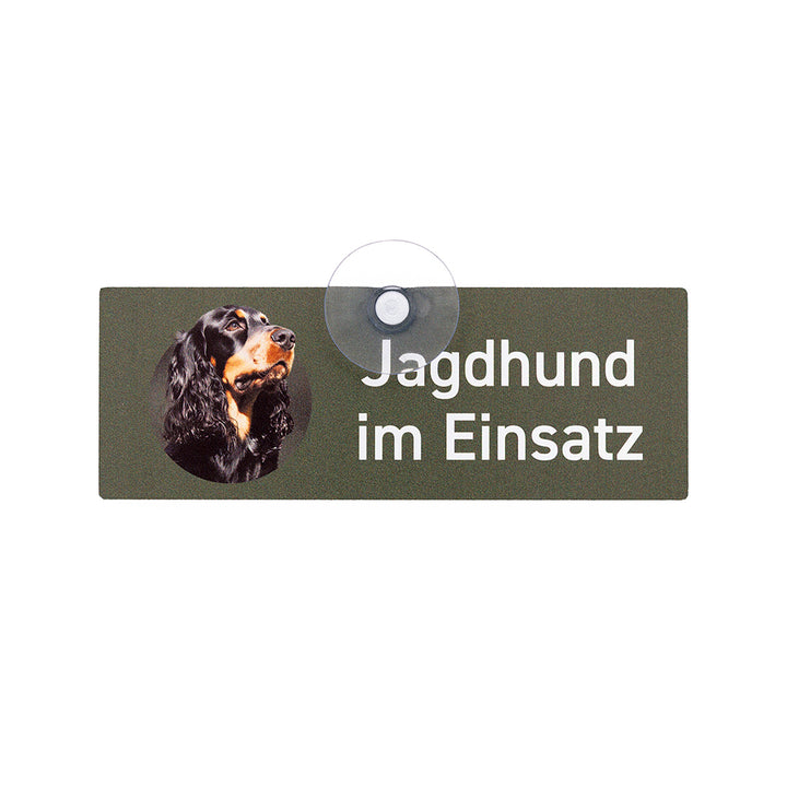 Jagdhundeschild mit Saugnapf "Cocker Spaniel" schwarz braun