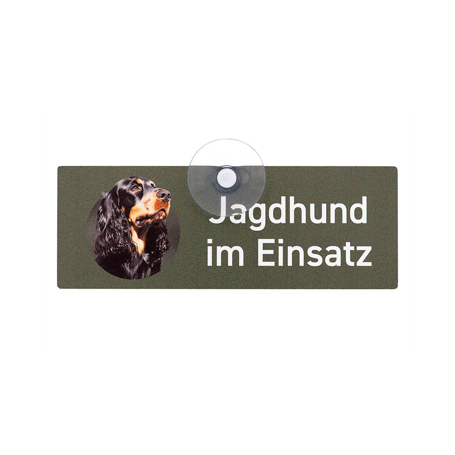 Cocker Spaniel Schild schwarz-braun mit Saugnapf fürs Auto
