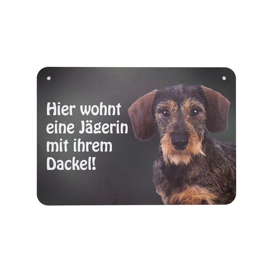 Rauhaardackel Türschild für Jägerinnen