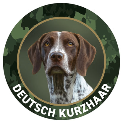 Deutsch Kurzhaar DK Braunschimmel III Jagdhund Outdoor-Auto-Aufkleber, UV- & witterungsbeständig, 7 Jahre im Außenbereich, Made in Germany, Ø 10 cm