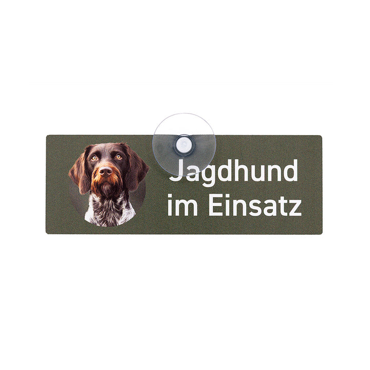 Jagdhundeschild mit Saugnapf "Deutsch Drahthaar" (DD) Braunschimmel