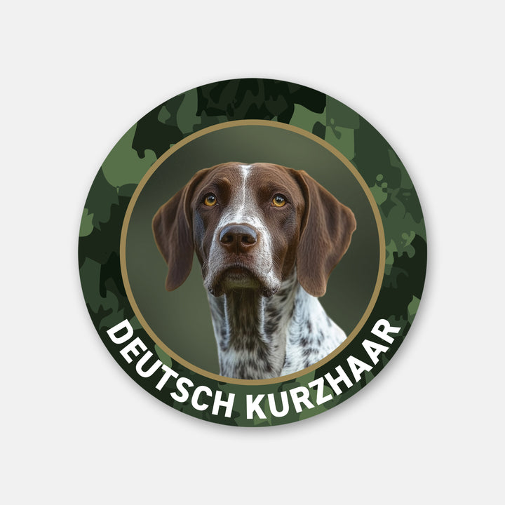 Deutsch Kurzhaar DK Braunschimmel III Jagdhund Outdoor-Auto-Aufkleber, UV- & witterungsbeständig, 7 Jahre im Außenbereich, Made in Germany, Ø 10 cm