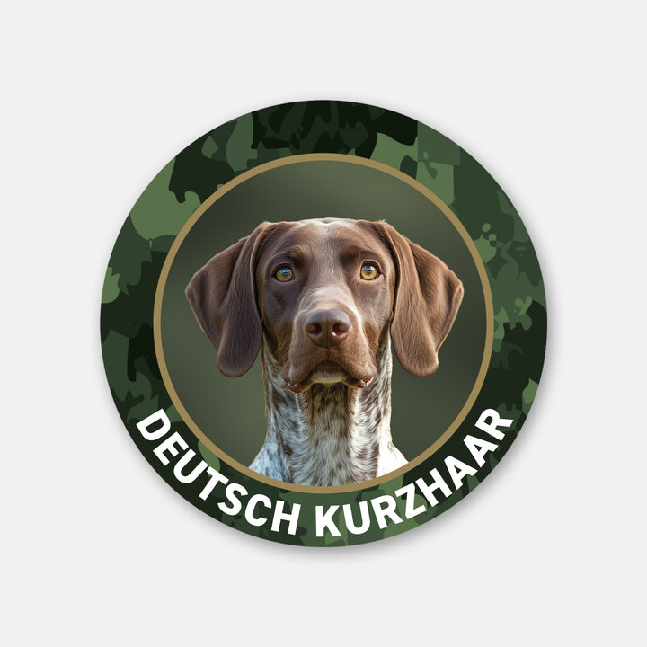 Deutsch Kurzhaar DK Braunschimmel II Jagdhund Premium-Auto-Aufkleber, UV- & witterungsbeständig, 7 Jahre im Außenbereich, Made in Germany, Ø 10 cm