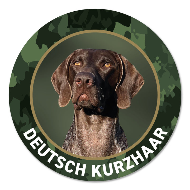 Deutsch Kurzhaar Braunschimmel DK Jagdhund Aufkleber Ø 10 cm für Auto und Jagdfahrzeuge – wetterfester Premium-Aufkleber Made in Germany