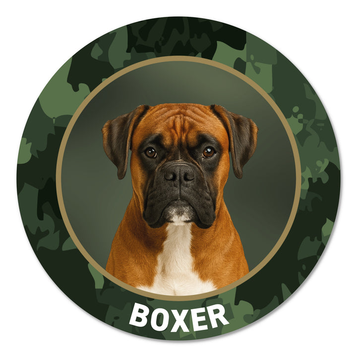 Deutscher Boxer Hund Premium-Aufkleber, UV- & witterungsbeständig, 7 Jahre im Außenbereich, Made in Germany, Ø 10 cm