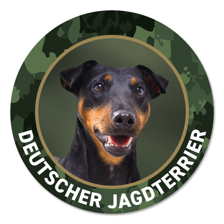 Deutscher Jagdterrier Kurzhaar Jagdhund Premium-Aufkleber, UV- & witterungsbeständig, 7 Jahre im Außenbereich, Made in Germany, Ø 10 cm