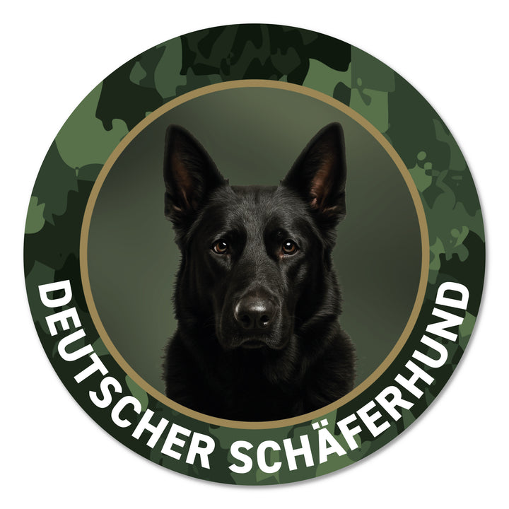 Deutscher Schäferhund schwarz Premium-Aufkleber, UV- & witterungsbeständig, 7 Jahre im Außenbereich, Made in Germany, Ø 10 cm