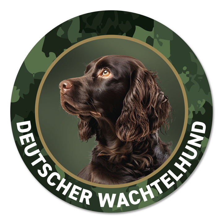 Deutscher Wachtelhund Jagdhund Premium-Aufkleber, UV- & witterungsbeständig, 7 Jahre im Außenbereich, Made in Germany, Ø 10 cm