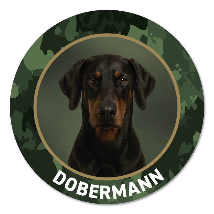 Dobermann Premium-Aufkleber, UV- & witterungsbeständig, 7 Jahre im Außenbereich, Made in Germany, Ø 10 cm