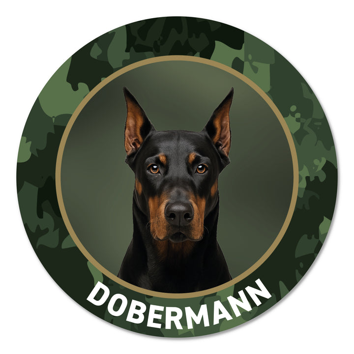 Dobermann III Premium-Aufkleber, UV- & witterungsbeständig, 7 Jahre im Außenbereich, Made in Germany, Ø 10 cm