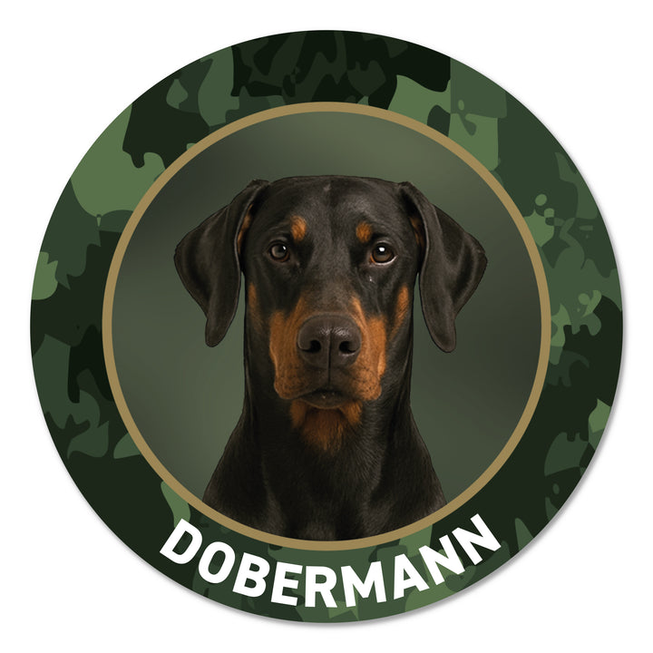 Dobermann II Premium-Aufkleber, UV- & witterungsbeständig, 7 Jahre im Außenbereich, Made in Germany, Ø 10 cm