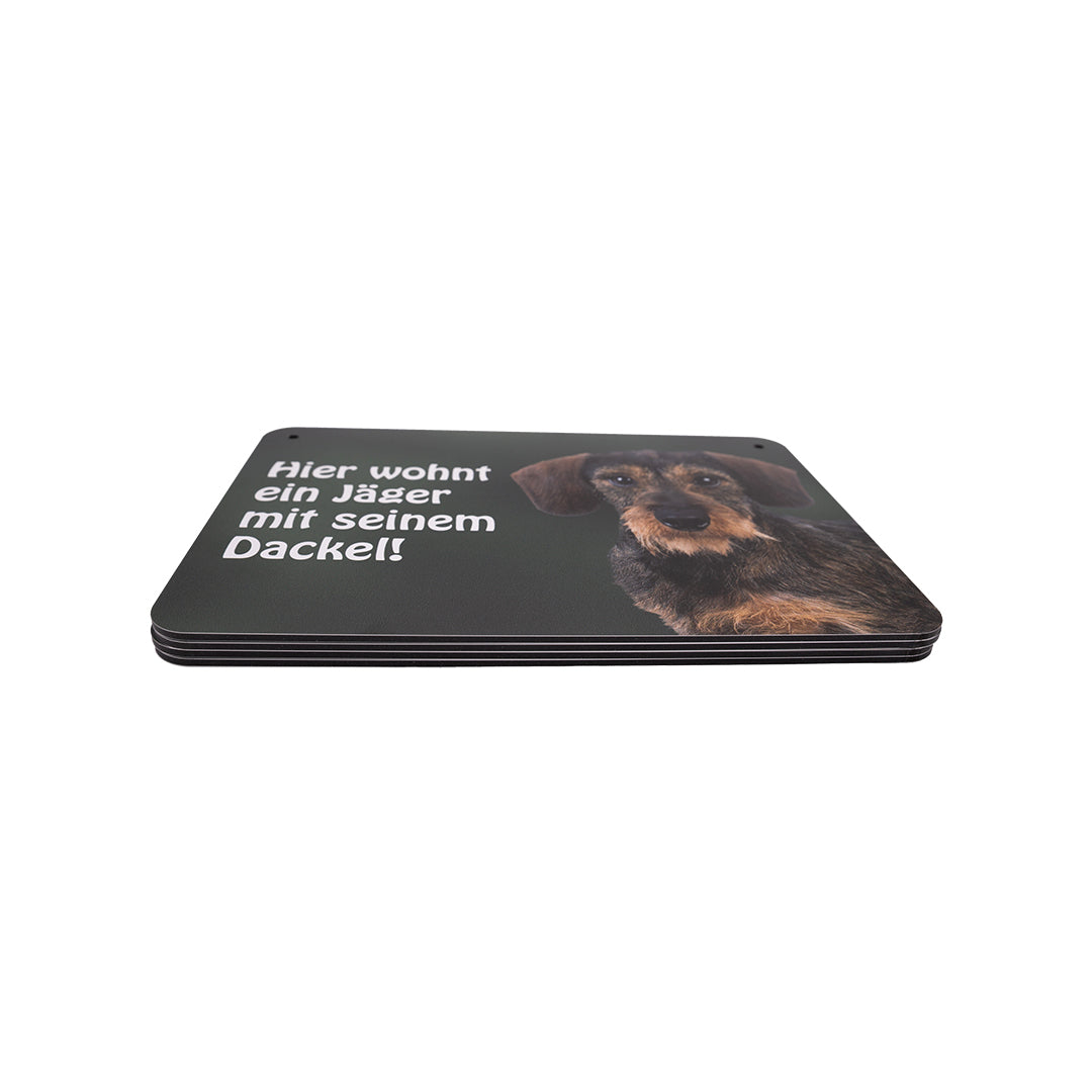 Dackelschild - Kurzhaardackel "Hier wohnt ein Dackel mit seinen Untertanen!"